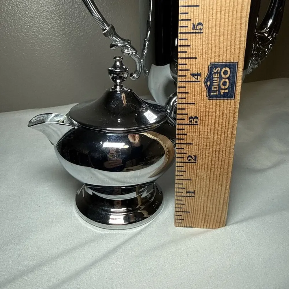 Vintage Dorothy Thorpe Originals Chrome Coffee Set MCM Hollywood Regency 3pc - Picture 12 of 15